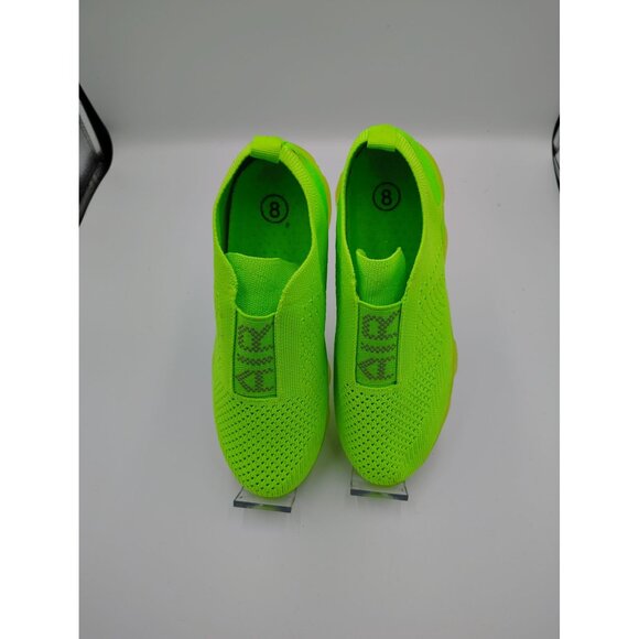 2 Pairs Neon Green & White Slip-On Mesh Sneakers With Transparent Soles Size 8 B - Picture 3 of 6